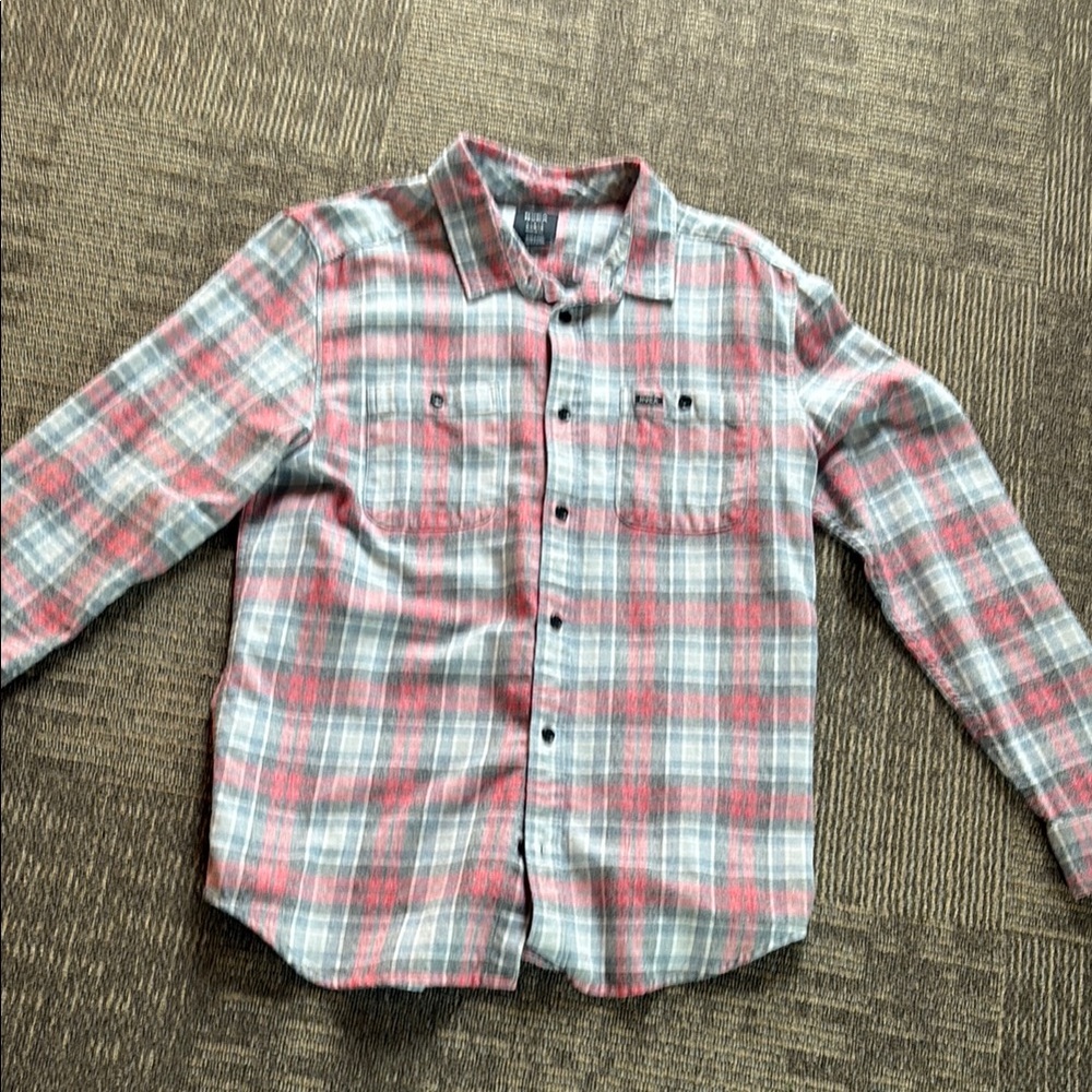 Buckle Gray and Red Casual Button Down Shirt
